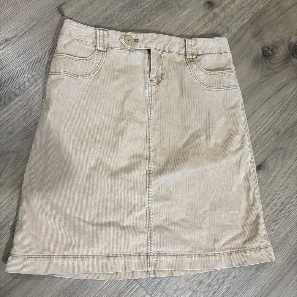 Vtg 2003 Gap Corduroy Mini Skirt Beige Sz 1 Y2K Cotton Preppy Classic Academia